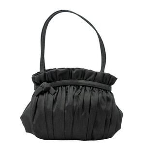 Women's Black Vintage Fabric Pleated Purse LA REGALE Small Evening Bag